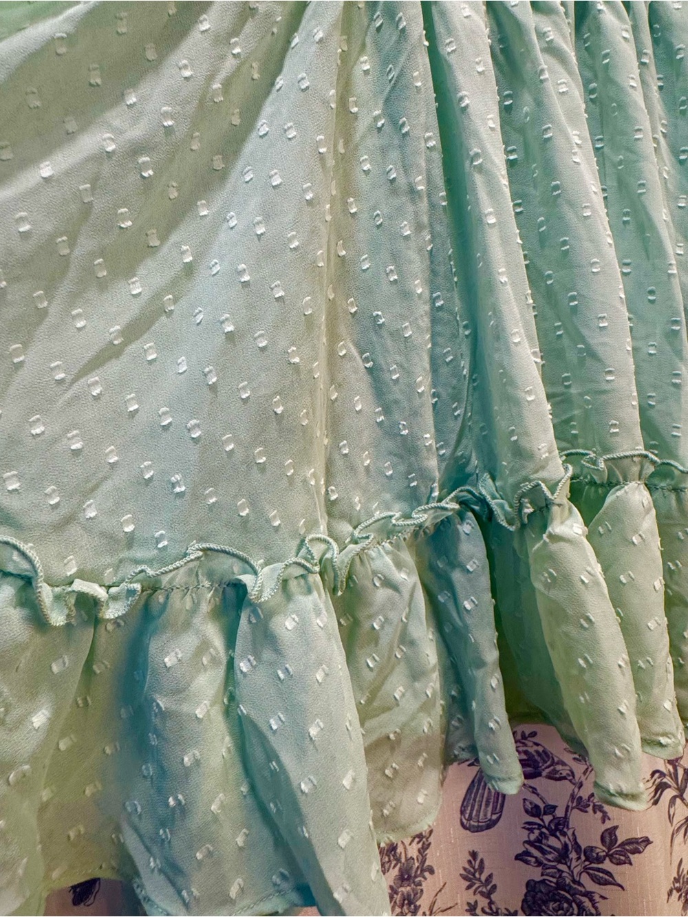 Kimchi Blue Mint Sheer Swiss Dot Ruffle Tie-Front Babydoll Top - Picture 6 of 12